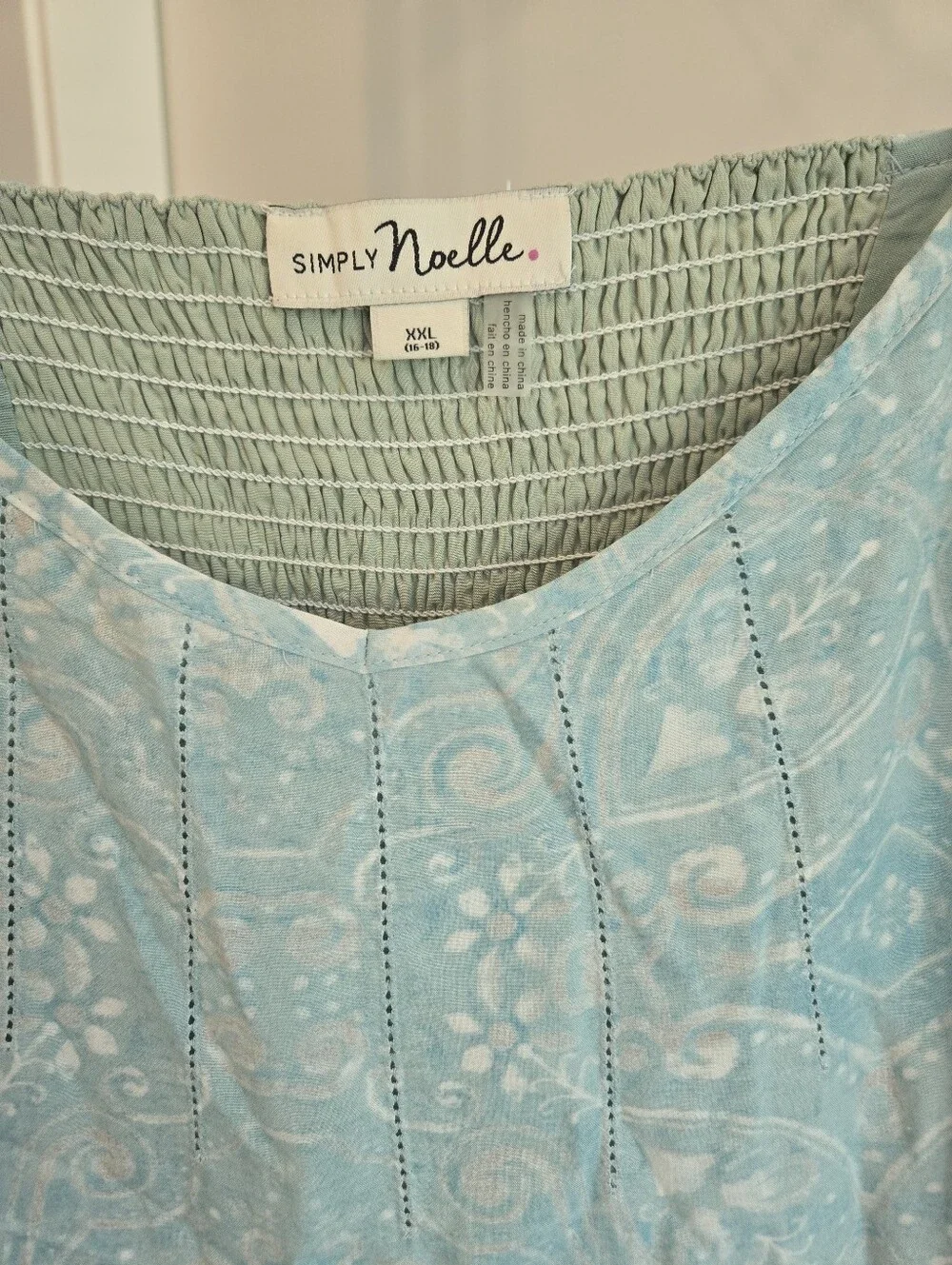 Simply Noelle Light Blue Paisley Smocked Sundress | XXL 16-18 | Boho Ruffle Hem - Picture 2 of 4